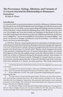 Journal of Synagogue Music. Fall 2013, Vol. 38, p.166 [Article] The Provenance, Dating, Allusions, and Variants of U-n'taneh tokef and Its Relationship to Romanos's Kontakion