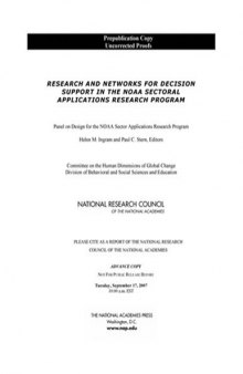 Research and Networks for Decision Support in the NOAA Sectoral Applications Research Program