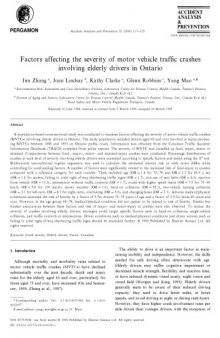 [Article] Factors affecting the severity of motor vehicle traffic crashes involving elderly drivers in Ontario