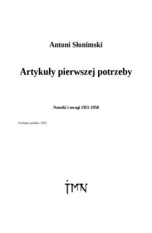 Artykuły pierwszej potrzeby: notatki i uwagi