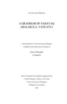 A Grammar of Nahavaq (Malakula, Vanuatu)