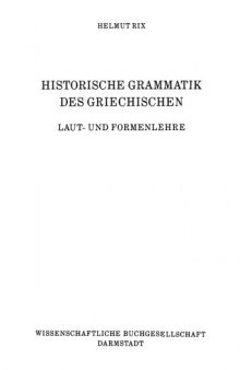 Historische Grammatik des Griechischen  