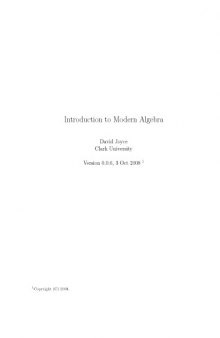 Introduction to Modern Algebra [book draft?]