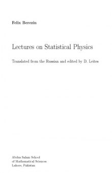 Lectures on statistical physics