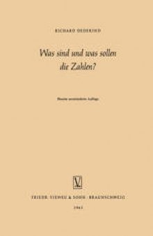 Was sind und was sollen die Zahlen?