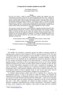 A recuperação da economia argentina nos anos 2000