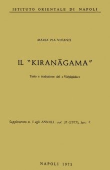 Il Kiranagama. Testo e traduzione del Vidyapada