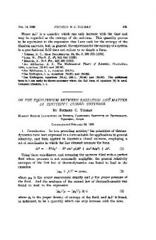 On the Equilibrium between Radiation and Matter in Einsteins Closed Universe