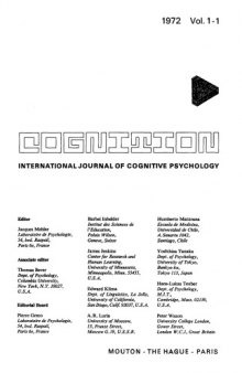 Cognition, Vol. 1, No. 1