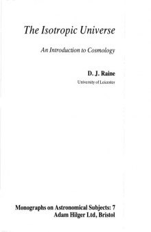 The Isotropic Universe.. an Introduction to Cosmology