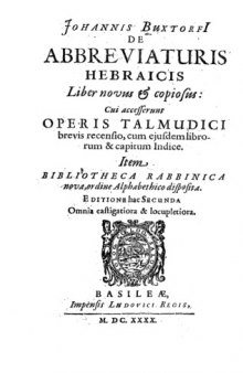 De abbreviaturis hebraicis Liber novus & copiosus