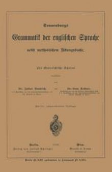 Grammatik der englischen Sprache: nebst methodischem Übungsbuche