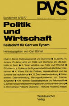 Politik und Wirtschaft: Festschrift für Gert von Eynern