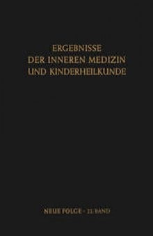 Ergebnisse der Inneren Medizin und Kinderheilkunde