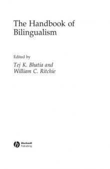 The handbook of bilingualism