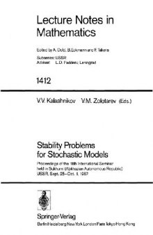 Stability Problems for Stochastic Models: Proceedings of the 11th International Seminar held in Sukhumi (Abkhazian Autonomous Republic) USSR, Sept. 25–Oct. 1, 1987