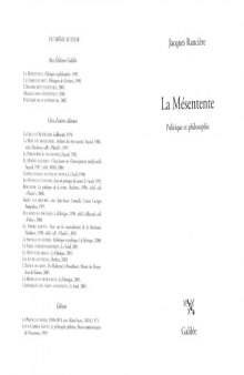 La mésentente : Politique et philosophie (Collection La philosophie en effet)  