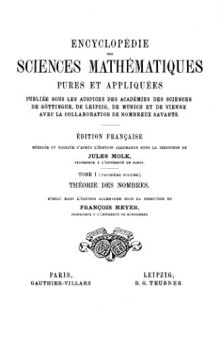 Encyclopédie des sciences mathématiques. I 3. Théorie des nombres  French