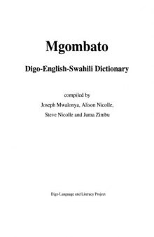 Mgombato: Digo-English-Swahili Dictionary
