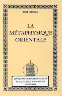 La métaphysique orientale