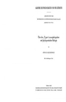 Ueber den ''Typus'' in morphologischer und phylogenetischer Biologie