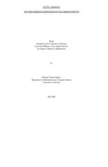 Young tableaux and the Robinson-Schensted-Knuth correspondence []Master thesis]