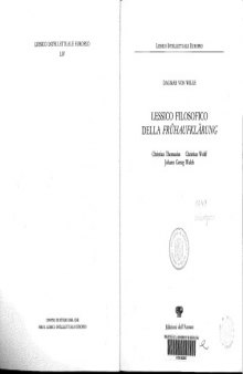 Lessico filosofico della "Frühaufklärung" : Christian Thomasius, Christian Wolff, Johann Georg Walch