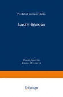 Landolt-Börnstein: Physikalisch-chemische Tabellen, Teil a