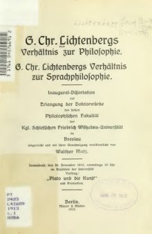 Georg Christoph Lichtenbergs Verhältnis zur Sprachphilosophie
