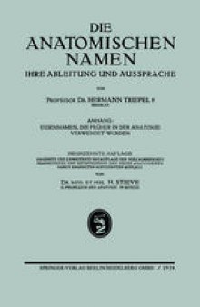 Die Anatomischen Namen: Ihre Ableitung und Aussprache