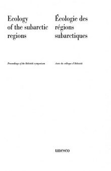 Ecology of the Subarctic Regions: Proceedings of the Helsinki Symposium
