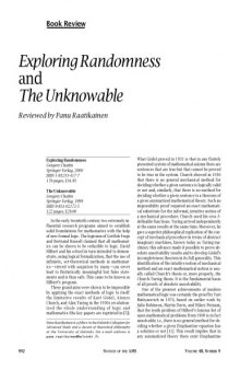Exploring Radnomness and The Unknowable: Reviewed by Panu Raatikainen