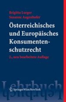 Österreichisches und Europäisches Konsumentenschutzrecht
