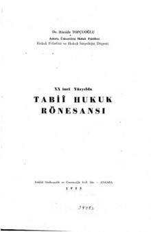 Yirminci Yüzyilda Tabii Hukuk Rönesansı