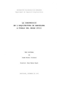 La Construcció en l'Arquitectura de Barcelona a final del Segle XVIII