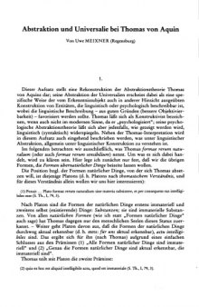 Abstraktion und Universalie bei Thomas von Aquin
