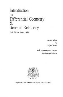 Introduction to Differential Geometry & General Relativity