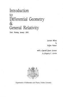 Introduction to Differential Geometry and General Relativity 