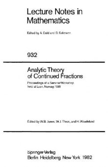 Analytic Theory of Continued Fractions, Leon, Norway 1981: Proceedings