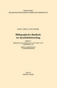 Bibliographisches Handbuch zur Sprachinhaltsforschung