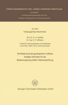 Die Bedeutung des geologischen Aufbaus bindiger Schichten für die Bodenvergütung mittels Tiefenverdichtung