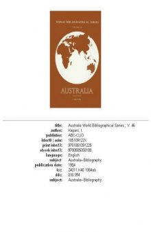 Australia (World Bibliographical Series)