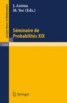 Séminaire de Probabilités XIX 1983/84: Proceedings