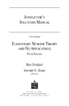 Student Solutions Manual for Elementary Number Theory