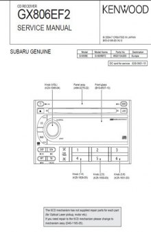 Service manual Kenwood GX806EF2 (Subaru Forester 04-06)