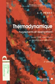 Thermodynamique: fondements et applications