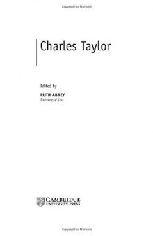Charles Taylor (Contemporary Philosophy in Focus)