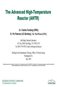 The Advanced High-Temperature Reactor (AHTR) [pres. slides]