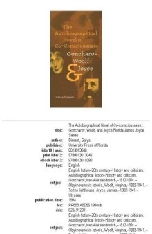 The autobiographical novel of co-consciousness: Goncharov, Woolf, and Joyce