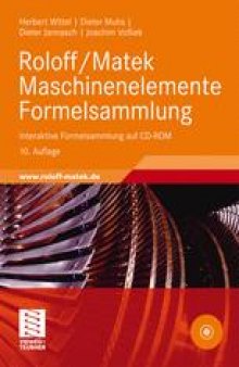 Roloff/Matek Maschinenelemente Formelsammlung: Interaktive Formelsammlung auf CD-ROM